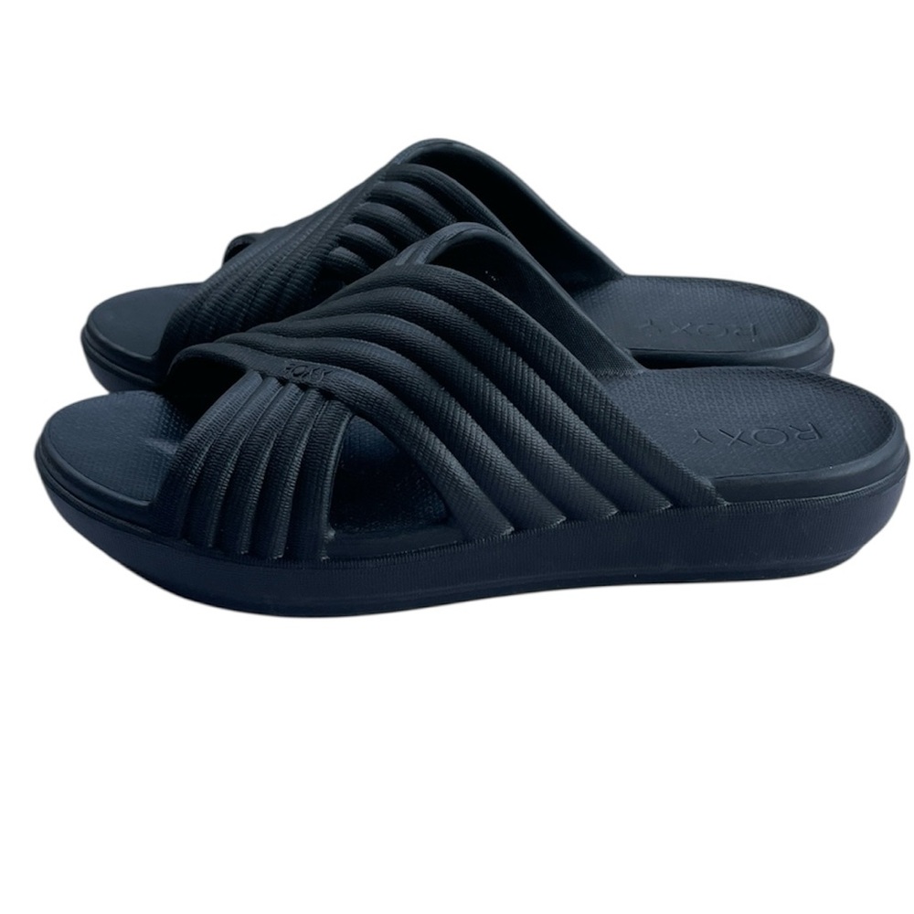ROXY RIVIE WOMENS BLACK VINYL MOLDED SANDALS NWOT SIZE 7